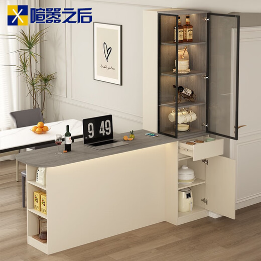 Pupan Cream mittelalterliche Ecke Küche Middle Island Tisch Wohnzimmer Doppelseitige Partitionsbar integrierter Essschrank Aufbewahrungsschrank 8G374 Style 12 (keine Lichter und keine Hebebeluche) 1478*60