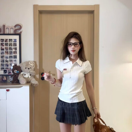 蝶娇诺（DIEJIAONUO）连衣裙子女夏季2025新款韩系多巴胺纯欲风美式甜辣妹穿搭女套装 白色上衣+裙子+腰带 M