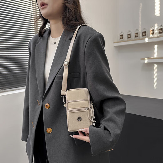 Yeonwoo summer fashion mobile phone bag coin purse Korean textured Oxford cloth small bag shoulder bag arm bag versatile oblique gray