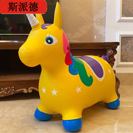 儿童充气跳跳跳马加大加厚稳固小鹿坐骑马音乐宝宝卡通独角兽玩具 C款【音乐款】橙色鹿-送充气泵