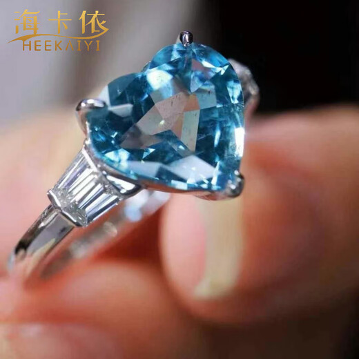 HEEKAIYI 1.845 carat aquamarine ring aquamarine heart of the ocean color beauty selection 1.8 carat Santa Maria aquamarine