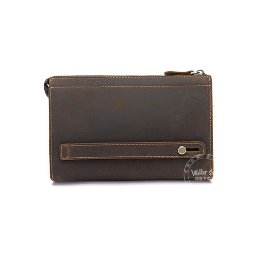 Walker Shop男包奢侈品新品【头层牛皮】男士长款拉链钱包休闲手工抓包手包潮 贵族棕