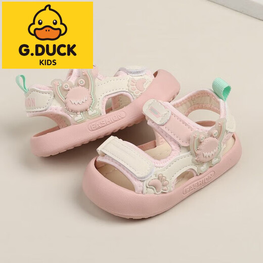 G.DUCKKIDS小黄鸭女宝宝夏季新款防滑学步6-18个月软底沙滩鞋男童婴幼儿凉鞋 黑色6622卡通凉鞋 10.5 内长13.0cm16码