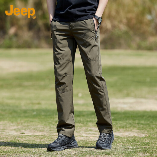 JEEP fashion brand spring and autumn men's casual pants overalls outdoor quick-drying sports trousers military green L
