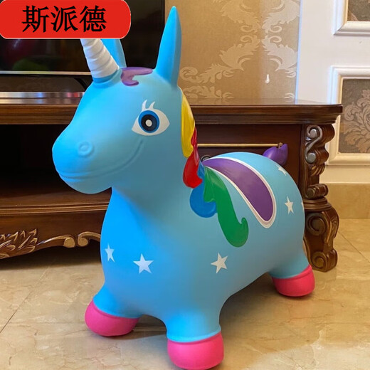 儿童充气跳跳跳马加大加厚稳固小鹿坐骑马音乐宝宝卡通独角兽玩具 C款【音乐款】橙色鹿-送充气泵