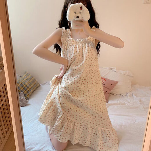 Ins Style Cherry Suspender Nachthemd für Frauen im Sommer Dünnstil 2025 Neue Internet Prominente Prinzessin Stil süßer Student Pyjamas Trend 9272# Cherry Bear M.