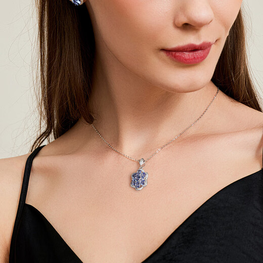 HKHL 925 Silber natürlicher Tansanit Halskette für Frauen Licht Luxus Nische High-End-Saphir-Anhänger Vielseitige Mode Colarbone Kette Natural Tansanit Halskette