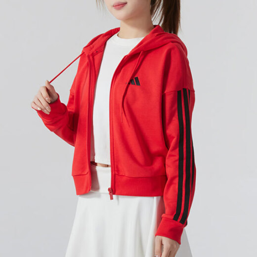 Vêtements féminins adidas 2025 Summer New W S ft fz HD Sports et veste à capuche décontractée rouge IS6999 S