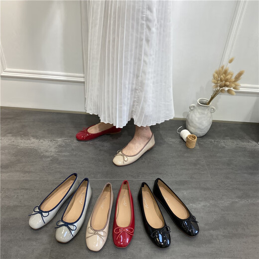 Sofea sommer boge flache schuhe vielseitige leichte mundschuhe schwangere Frauen Ballettschuhe J683-4 Aprikose Farbe 35