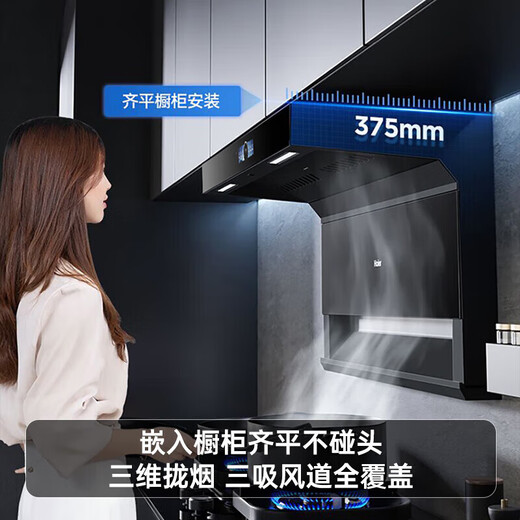 海尔（Haier）变频抽油烟机31立方燃气灶具套装大吸力风压家用顶侧双三吸厨房二件套吸排烟机静音热熔自清洁759 【国补1】【25年顶配单烟机】31立方变频 热熔洗