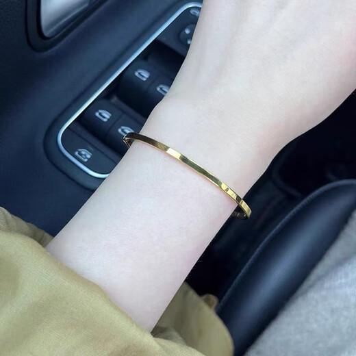 Fat Donglai's same style 18K gold bracelet K color gold plain ring AU750 rose gold gold super shiny surface bracelet simple medium size bracelet (recommended 100-120Jin Jin is equal to 0.5kg)