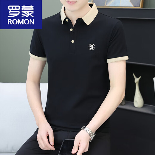 罗蒙（ROMON）男装轻奢级丝光冰爽棉短袖polo.衫夏天透气翻领商务休闲t恤男 白色QY723 不起球不掉色 M 体重100-120