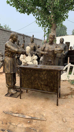 Fiberglass bronze statues of ancient Chinese medicine culture sculptures for pulse diagnosis, pharmaceutical figures, statues, ornaments, custom-made by top ten famous doctors, hanging pots to help the world, custom drawings, deposits, quick quotations