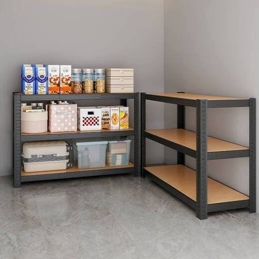 Yonghuan Lagerregal bodenhörig ansässiges mehrschichtiger Wohnzimmerlagerständer Balkon Supermarkt Aufbewahrungsschrank Haushaltsregale Ablagerungen Eisenständer verbessert und vertieft 5-Schicht 12040-Black