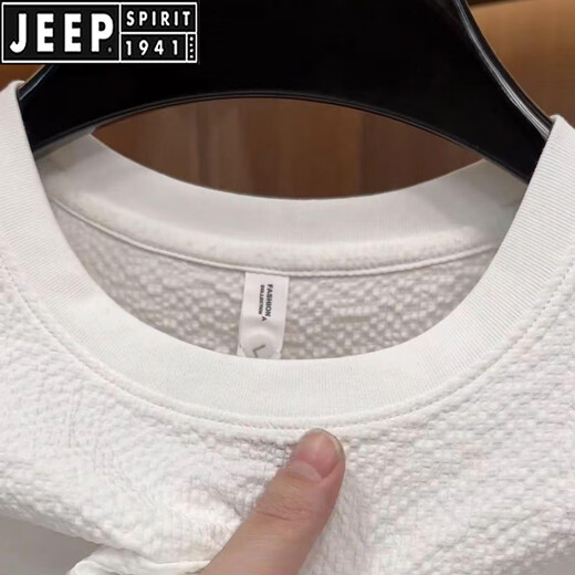 JEEP SPIRIT2025新款夏季冰丝肌理感绣标圆领男士短袖时尚半袖百搭轻奢T恤男 【夏季短袖】6628白色 M 80-105斤