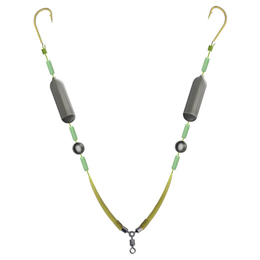 Anti-separation bottom line single hook double hook flipped and tied finished hook European style anti-bottom fishing gold sleeve gold Haixi Iseni hook Iseni thorn double hook three pairs No. 8