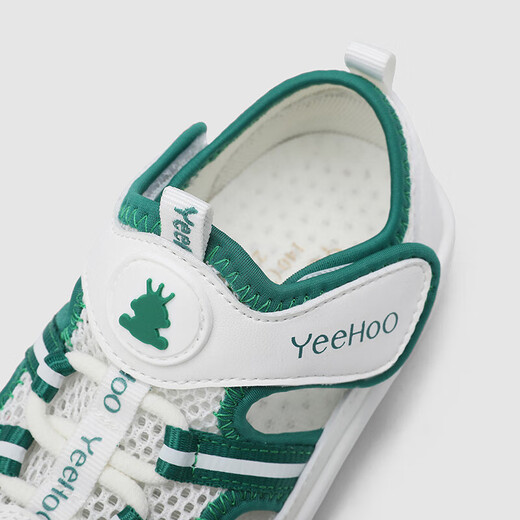 YEEHOO children's shoes summer breathable infant sandals soft sole non-slip toddler shoes mesh sandals antibacterial shoes white green size 23 recommended foot length 13-14cm