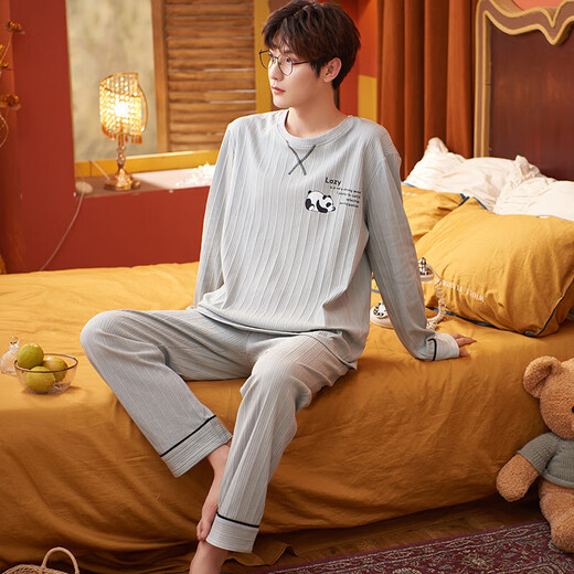 Pang Donglai DL Spring and Automne Pyjamas pour hommes Coton Purs à manches longues pantalons coréens Des costumes décontractés en vrac peuvent être portés à l'extérieur pour les vêtements d'été, d'automne et d'hiver. Military Green_zy9902 L (recommandé 100-130jin [Jin est égal à 0,5 kg]))