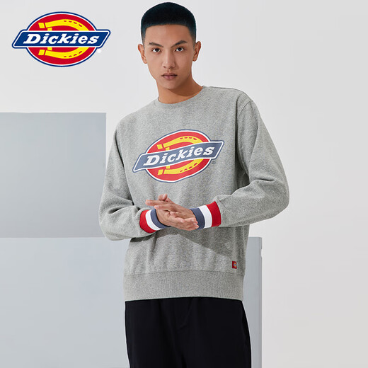 Dickies圆领卫衣logo印花罗纹袖口男士秋新品棉上衣加绒情侣9587 白色9713 男女同款 XS