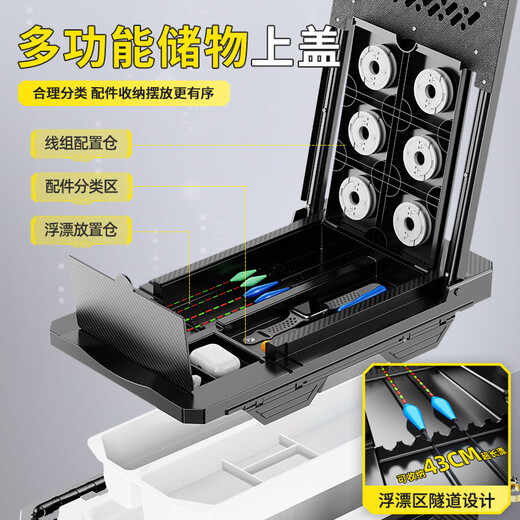 Zailu fishing box complete set of fishing box 2025 new Taiwan fishing box light multi-functional installation-free wheeled fishing box fishing gear equipment 1L 29L wheeled single turret corner basic model + small square box