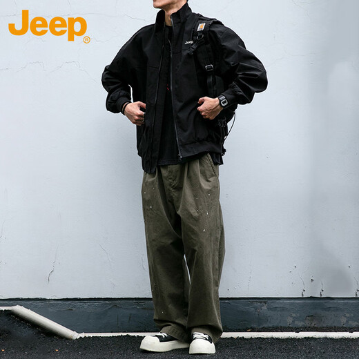 JEEP Jeep Jacket Men's Jacket Autumn and Winter Stand Collar Executive Casual American Clothing Men's Army Green 2XL