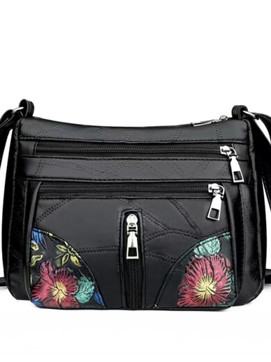Frauentasche 2025 Neue Tasche Mode und atmosphärische Umhängetasche vielseitiger Crossbody Mutter Tasche große Kapazität Schwarz [Muttertasche]