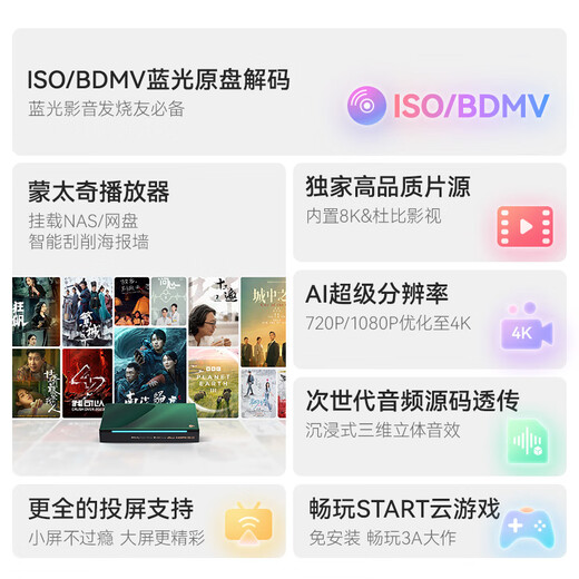 Tencent Aurora Box 6Pro Full-process 8K TV Box 8+128G Intelligent Network Set-top Box Dolby Vision DTS HD Blu-ray Player Lossless Music Player
