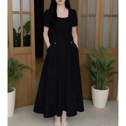 皮尔卡丹（pierrecardin）有内衬温柔风法式白色连衣裙女2025夏季新款长裙子茶歇显瘦1585 杏色短款 S 100斤以下