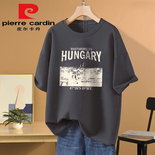 皮尔卡丹（pierre cardin）重磅100纯棉短袖t恤女2025新款夏季休闲百搭宽松大尺码半袖上衣潮 1047#藏青色【100%纯棉】今年流 S 【建议80-100斤】