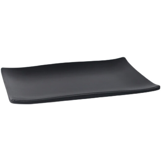 Black melamine tableware porcelain plastic beef special long plate hot pot restaurant barbecue restaurant plate milky white 14014110 packs)