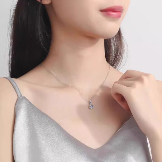 Authentic PT950 platinum necklace, classic six-claw 18K gold pendant necklace, proposal, engagement, Valentine's Day gift for wife, 1 carat pendant + box chain (light luxury model)