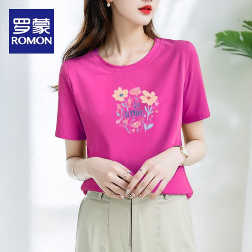 罗蒙（ROMON）t恤女纯棉短袖2025夏季新款宽松显瘦休闲简约t恤设计感小众上衣 白色 【纯棉】695 S