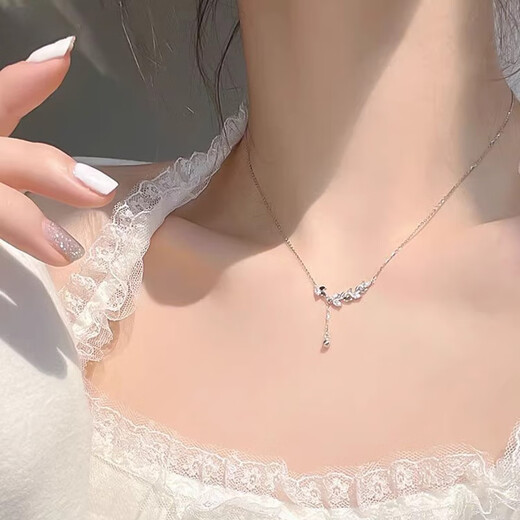 Fakou pt950 platinum necklace women's wheat ear platinum clavicle chain Valentine's Day birthday gift for girlfriend and wife pt950 platinum necklace + wheat ear pendant