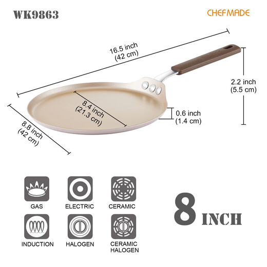 Fruta de panqueque de panqueque de panqueques de 6 pulgadas de 8 pulgadas hechas de 8 pulgadas de 8 pulgadas de 100 capas de 100 capas de 100 capas 9738 aleación de aluminio fondo 8 pulgadas de 8 pulgadas