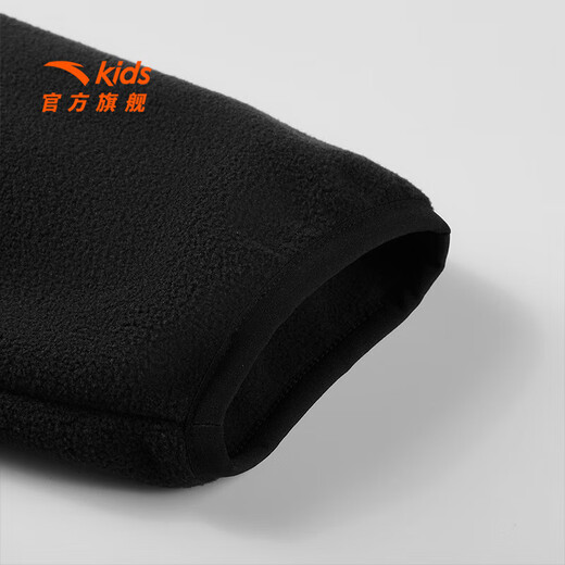 安踏儿童外套男女童装2025秋季新款舒适保暖时尚亲肤摇粒绒外套 基础黑-1 165