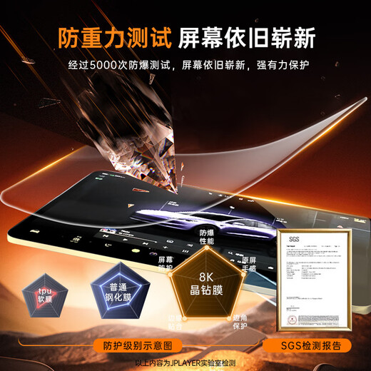 JPLAYER is suitable for 24-25 BYD Yuan UP central control screen tempered film and interior 12.8 navigation instrument protective film