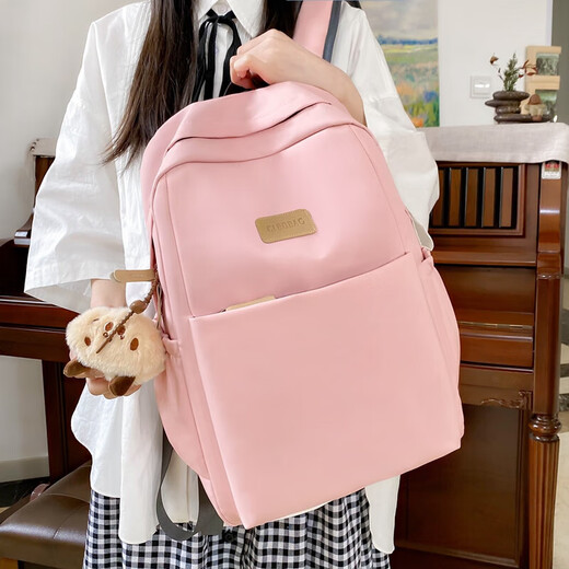 新款双肩包女书包大容量轻便电脑包男生电脑包背包学生书包旅行包 黑色送挂件