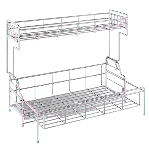 Jijian Space Kitchen Bowl Rack Drain Rack Countertop Multi-functional Pool Place Chopsticks Water Cup Storage Rack Tableware Bowl Dish Storage Rack M688 Small Single Layer Silver Gray 47CM Full Set of Pendants