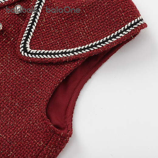 Bala Bala One children's clothing girls dress 2025 winter new style children's small fragrant vest dress fashion red tone 00366 140