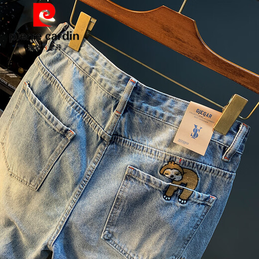 Pierre Cardin 2025 Neue Sommer-Freizeit-Shorts Herren große helle Farbe reines Baumwoll Fünf-Punkte-Jeans Trendy Sticked High-End Herren Blue [XY9922] 31 Geeignet für Gewicht 130-138jin [Jin gleich 0,5 kg]