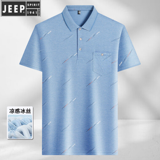 Jeep Spirit Summer Summer de mediana edad de hielo de mediana edad camiseta de manga corta de la manga corta POTO POLO POLO DE POLO BASE BASE BASE MEDIA Y MEDIO DE MEDIA Y ADICIONAL T 9851 GRIS XL 52/175