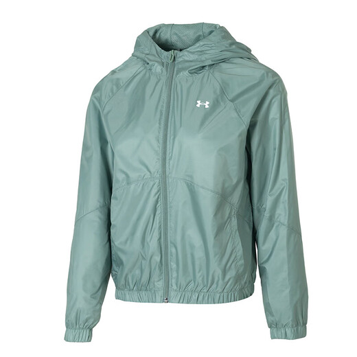 Under Armor (UNDERARMOUR) women's top 2025 spring new Rival sportswear breathable fashion hooded outdoor woven jacket jacket 1382698-348 S