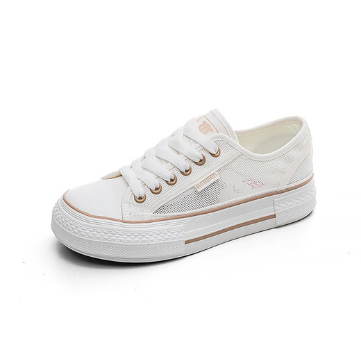 Human-born women's shoes 2024 new mesh breathable board shoes for women summer thick-soled canvas shoes for women small white shoes mesh shoes white 38 standard code