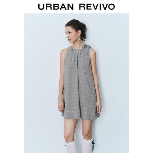 UR2025 Autumn New Women's Casual Cashered Lace-Up Corto sin mangas, Uyu750091 Black Plaid XL