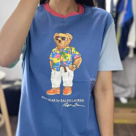 Polo Ralph Lauren Ralph Lauren Bear Pattern T-shirt Henley Short Sleeve Polo Shirt Women's Round Neck Long Sleeve Collection for Boys Big Boys Round Neck Short Sleeve/White XL Returns and Exchanges Not Supported