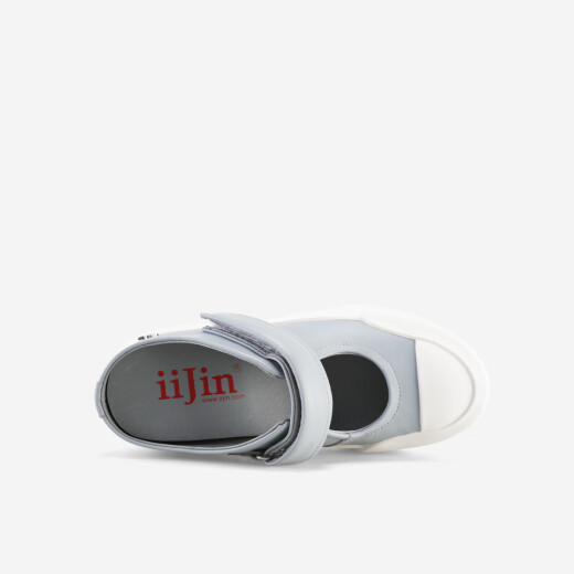 艾今（IIJIN）2024新款8cm厚底内增高时尚简约一脚蹬包头拖鞋女YF698ABQ 灰色 35