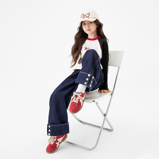 Zuoxi children's clothing girls T-shirt long-sleeved pure cotton children's spring clothing 2026 new girls and older children's bottoming shirt black 120