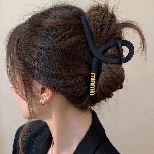 Temperament high-quality matte black clip large 13CM new shark hair clip clip women's back head scratcher headdress Peach heart [13CM] matte