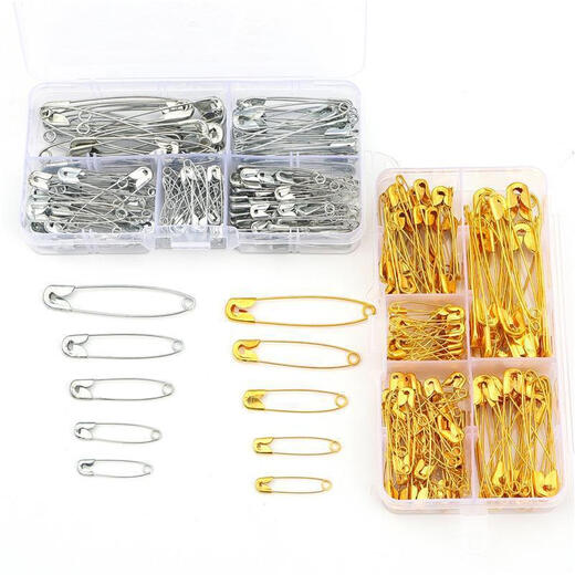 Old-fashioned safety pins multi-size brooch materials handmade diy jewelry paper clip tools boxed pins boxed pins gold-150 pcs/box