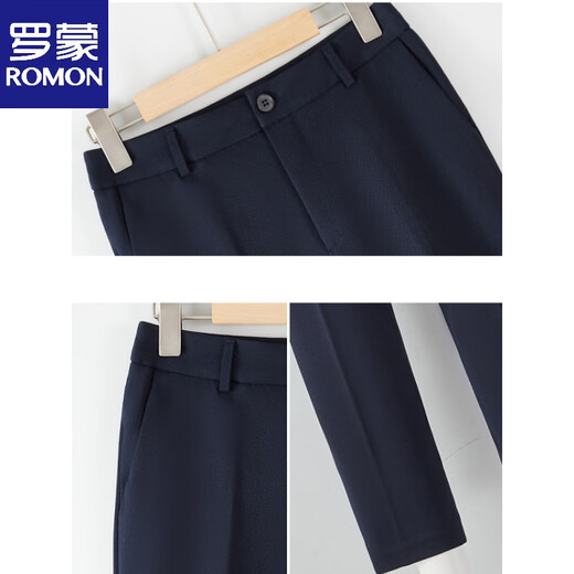 ROMON official formal women's suit interview professional suit jacket 2026 new black large size women's suit workplace black suit + bootcut pants M